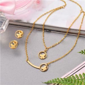 Conjunto de Collar Doble Capa con Aretes mod kb246