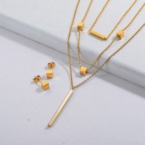 Conjunto mujer acero inoxidable tres lienzos moda barras