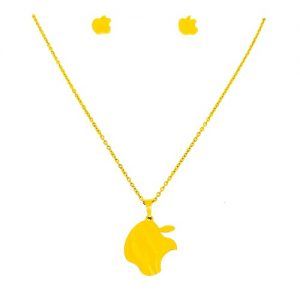 Conjunto collar y aretes modelo apple
