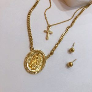 Conjunto 2 lienzos cruz y virgen