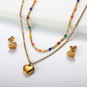 Conjunto doble lienzo acero inoxidable corazones
