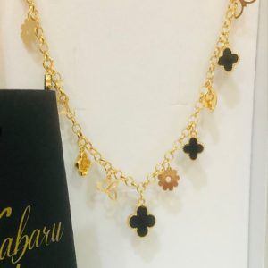 Collar dijes trébol chapa oro 18k