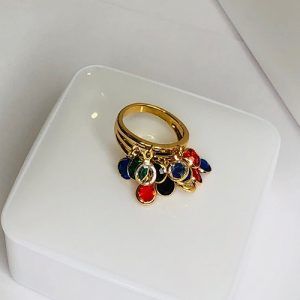 Anillo piedra colores N6 chapa oro 18k
