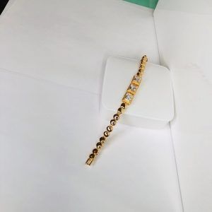 Pulsera piedra blanca chapa de oro 18k