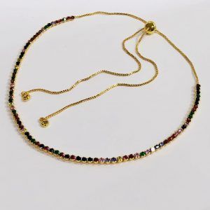 Gargantilla piedras colores chapa de oro 18k