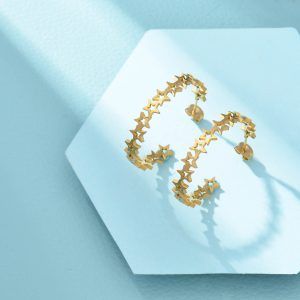 Pendientes aro estrella de puño 33 mm