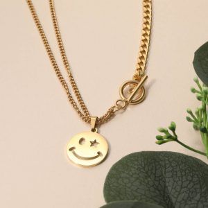 Collar dorado moda emogi