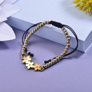 Pulsera de flores dorada