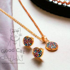 Collar y aretes dor tip escarcha