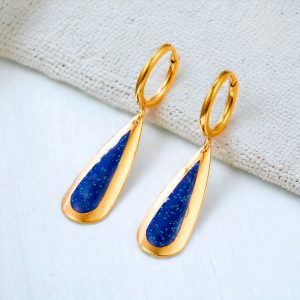 Aretes chapados en acero inoxidable con forma de gotas de agua
