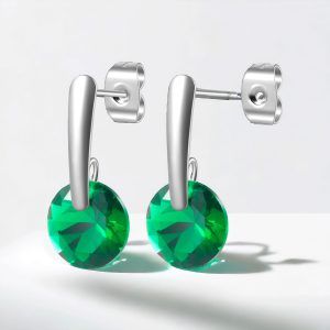 Aretes circonia de acero inoxidable verde mod11721