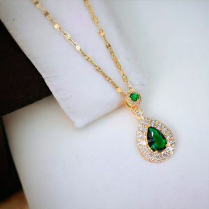 Collar piedra verde chapa oro 18k mod11776
