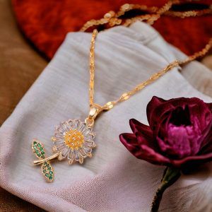 Collar chapa oro 18k flor mod11790