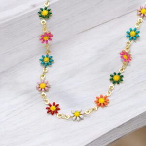 Collar flores acero inoxidable mod11730