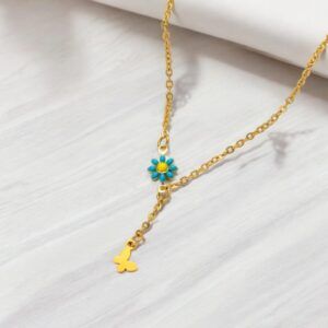 Collar flores y mariposa acero inoxidable mod11731