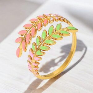 Anillo abierto de acero inoxidable chapado en oro mod11752