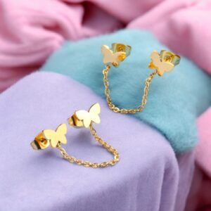 Aretes acero inoxidable 316l mariposas mod11692