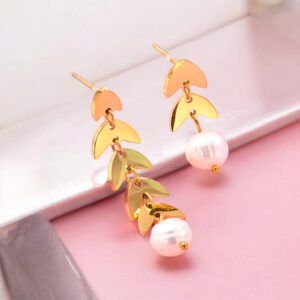 Aretes acero inoxidable con perlas naturales mod11708