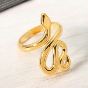 Anillo abierto estilo serpiente titianio chapa oro 18k