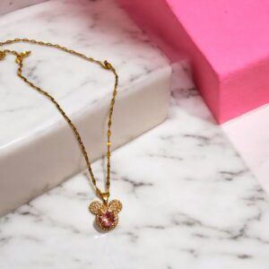 Collar Micky Mouse cristal rosa Acero mod11765C