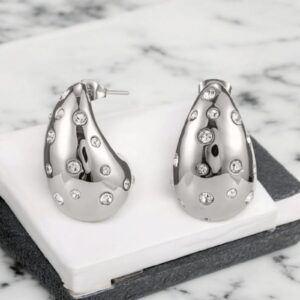 Aretes plata chapa oro 18k con  incrustaciones de gotas mod11709
