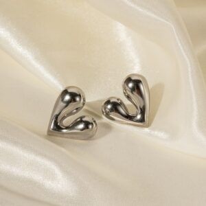 Aretes plata corazon chapa oro 18k