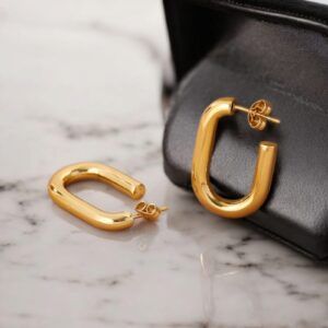 Aretes chapa oro 18k acero inoxidable dorado mod11715