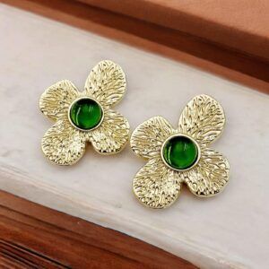 Aretes  vintage chapados en oro de 18K acero inoxidable mod 11727