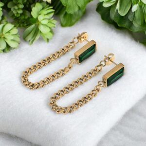 Aretes  con circonita acero titanio mod 11729