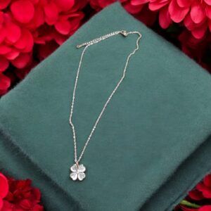 Collar acero trebol blanco plata mod11767