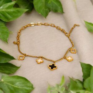 Pulsera acero inoxidable dijes trebol mod11768