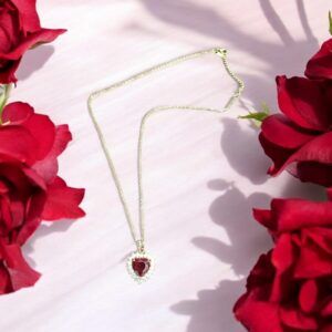 Collar piedra roja chapa oro 18k mod11777