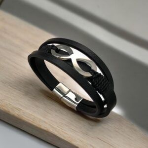 Pulsera cuero genuino caballero infinito