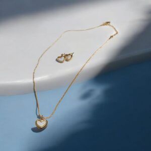 Conjunto collar y aretes  Acero Titanio CH-O18K mod11929