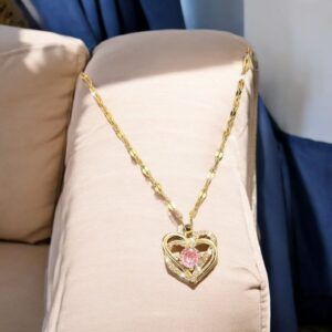 Collar corazon flor acero titanio mod11974