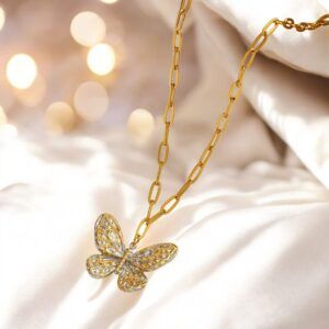 Collar Mariposa Acero Inoxidable mod12075