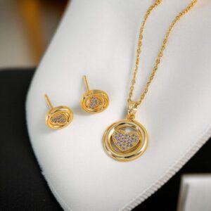 Conjunto collar y aretes Acero Titanio mod12095