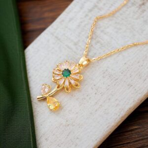 Collar Flor Acero Titanio mod12100