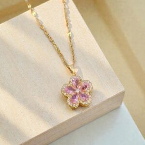 Collar Flor Acero Titanio mod12118